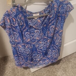 St. John's Bay Paisley Blue and Pink Blouse